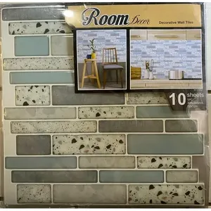 10 pièces Peel & Stick auto-adhésif 12x12 bleu et gris 3D Art carreaux de mur de briques ensemble de 10 pièces - Product Image 1