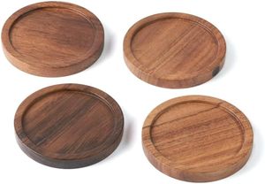 Acacia Wood <b>Drinks</b> <b>Coasters</b> for Protection of Surfaces, Dining Table, Stylish Housewarming, Home and Office Accessory - Product Image 3