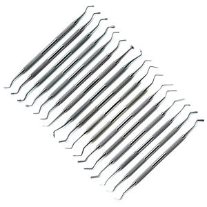 Juego de 17 instrumentos de doble extremo para relleno de amalgama de plástico compuesto dental - Product Image 1