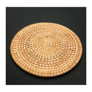 Placa de cargador de ratán redonda, placa tejida Bohemia rústica, Decoración de mesa Natural hecha a mano o arte de pared colgante - Product Image 3