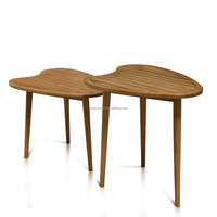 Ensemble de 2 tables d'appoint au design moderne avec pieds à pattes, en bois de chêne massif, fait main, extensible, pliable, meubles de salon, Indonésie
