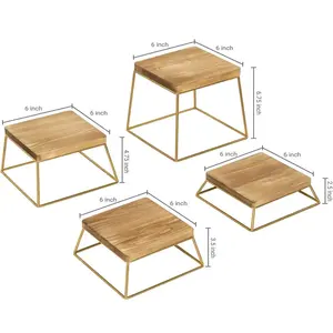 Juego de calidad superior 4 soportes cuadrados de madera para cupcakes de hierro vajilla de postre elegante utensilios de cocina de diferentes tamaños herramientas de pizza a la venta - Product Image 2