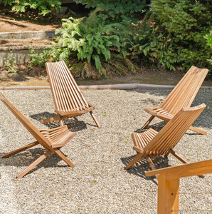 Solid Acacia Wood Folding Lounge <b>Chair</b> Low Profile Waterproof Design - Product Image 1