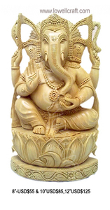 Handicraft Wooden Lord Ganesh <b>Statue</b> Spiritual <b>Religious</b> Art Decoration with Engraved Detailing Handmade Wooden Figure - Product Image 3