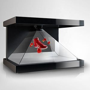 Support rotatif motorisé en forme de pyramide pour affichage publicitaire avec ventilateur holographique 3D, qualité de construction robuste, pour exposition - Product Image 1