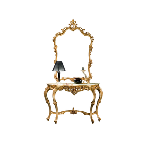 Juego de tocador con espejo, tocador dorado con espejo, tocador de esquina, tocador de dormitorio de madera, color personalizado - Product Image 3