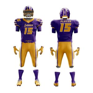 Conjuntos Deportivos de Fútbol Americano Dorados Personalizables, Equipos Bordados de EE. UU., Nueva Llegada, Venta al por Mayor, Pantalones Cortos Transpirables de Secado Rápido con Protección UV - Product Image 1