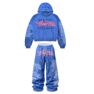 Nouveaux ensembles de sweat-shirts et de pantalons de survêtement pour hommes personnalisés, lavage à l'acide délavé - Product Image 1