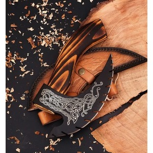 Cortador de Pizza de acero al carbono forjado a mano de alta calidad, cuchillo de cocina estilo hacha de Chef de acero inoxidable, rebanada negra, MOQ de 2017 - Product Image 5