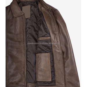 แจ็คเก็ตหนังวัวแท้สีดำสุดฮิตปี 2026 สำหรับผู้ชาย คุณภาพสูง MOQ ต่ำ ไซส์ใหญ่ แฟชั่นฤดูหนาว แจ็คเก็ตอุ่นๆ - Product Image 3