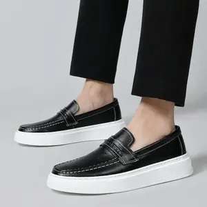 Mocasines de Cuero Genuino para Hombre, Diseño Sólido, Zapatos Casuales para Caminar - Product Image 4