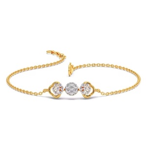 สร้อยข้อมือกลมประดับเพชรสีทอง14K สร้อยข้อมือรูปหัวใจสีทองสร้อยข้อมือรูปหัวใจสีทองของขวัญวันเกิดแบบมินิมอลสำหรับผู้หญิง - Product Image 3