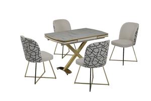 ชุดโต๊ะและเก้าอี้รับประทานอาหารทำจากโลหะหรูหราทันสมัยเฟอร์นิเจอร์ในบ้านสำหรับใช้ในห้องครัว - Product Image 5