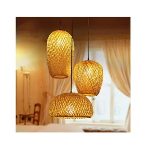 Lampada a sospensione in bambù lampada a sospensione in legno fatta a mano a sospensione E27 lampada a sospensione in vimini di bambù artigianale