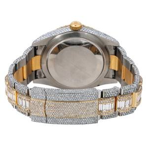 Top Trending Baguette And Round VVS Moissanite Diamond <b>Black</b> Dial Stainless Steel Iced Out Mechanical Automatic Wrist <b>Watch</b> Gift - Product Image 5