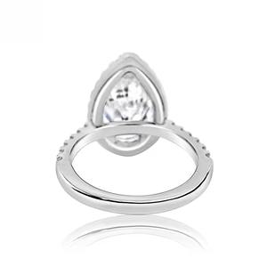 Exclusivo corte de pera 1 quilate VVS2 E Color Lab Grown Diamond anillo de compromiso oro plata IGI certificado personalizado OEM ODM joyería fina - Product Image 2
