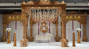 Base d'éléphant exclusive pilier en bois mariage Mandap mariage hindou décor de scène configuration multi-événement moderne Mandap prix usine Royaume-Uni - Product Image 3