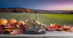 Handmade Modern Design Resin Running Horse Statue Good Luck Antiqued Finish for Feng Shui Vastu for Home Office Table Decor - Product Image 4