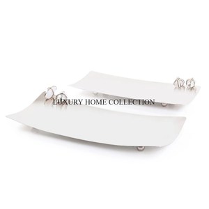 Gran bandeja de servicio de aluminio con estilo vintage y construcción duradera ideal para servir bebidas aperitivos y expositores decorativos - Product Image 2