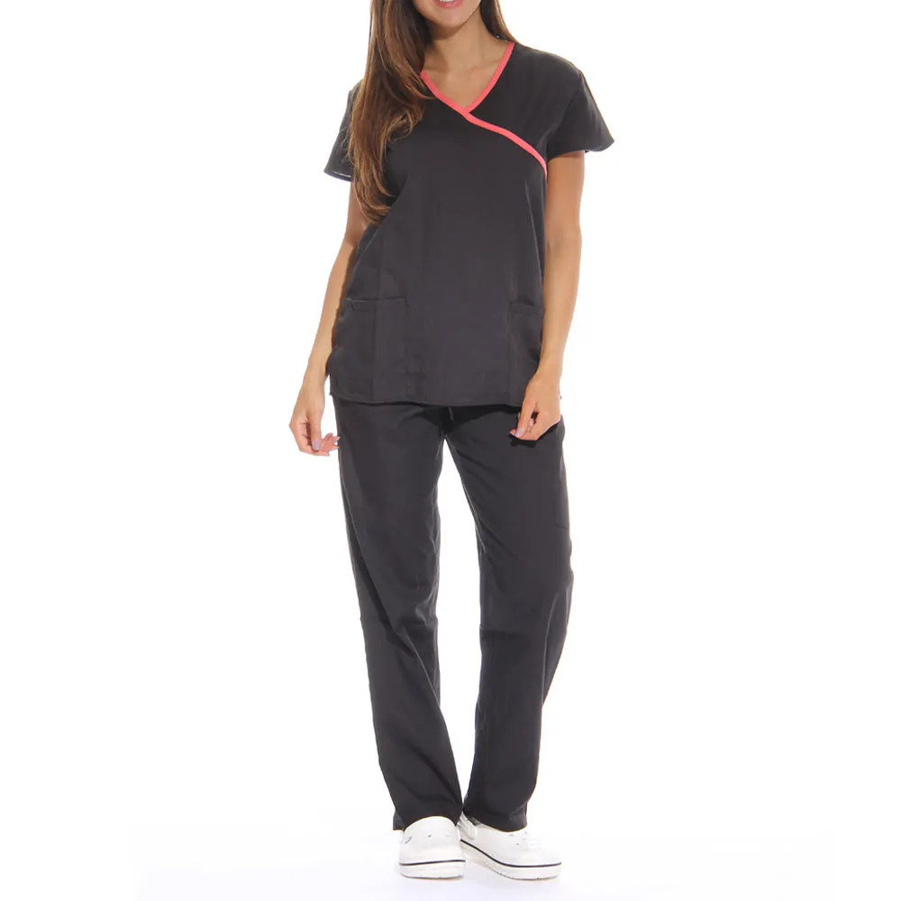 Professional Hospital Women Nurse Medical Scrubs Uniform Sets Stretchable Slim Fit Jogger Scrubs Suit