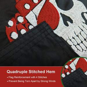 Lot de 2 drapeaux de bateau pirate rouges, style bandana, 12x18 pouces, fabriqués aux États-Unis, drapeaux de yacht pirate Jolly Roger brodés avec 2 attaches en laiton - Product Image 2