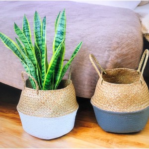 Sea Grass Woven Handmade <b>Flower</b> <b>Basket</b> With Handle Rattan Woven Decorative <b>Flower</b> Pot Stylish Planter <b>Baskets</b> <b>for</b> Plants - Product Image 1