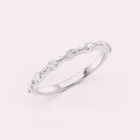 Bague de mariage en diamant de laboratoire de forme marquise certifiée IGI, or jaune/rose et or blanc 14 carats, demi-éternité