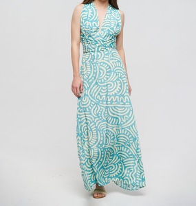 เดรสยาวทรงเจ้าหญิงอเนกประสงค์แบบไม่มีแขน ไซส์เดียว ตกแต่งด้วยเข็มขัดคาดเอวและคอวีลึก - Product Image 2