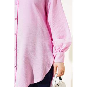 เสื้อเชิ้ตพื้นฐานแขนบอลลูนสีชมพู - Product Image 2