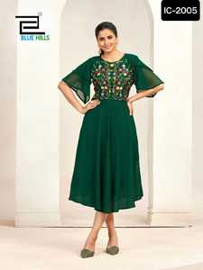 Ropa étnica india Heavy Georgette Butti con costura interior Fancy Unique Doble capa Mangas patrón Vestido para ropa informal - Product Image 2