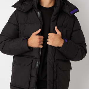 Vente en gros Veste matelassée à capuche personnalisable Manteaux de créateurs de mode pour hommes, décoration avec bouton zippé, remplissage en coton grande taille OEM - Product Image 5