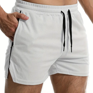 Pantalones cortos de entrenamiento para hombre de algodón ecológicos personalizados con cremallera, pantalones cortos deportivos para correr y entrenar con estilo de estampado informal - Product Image 1