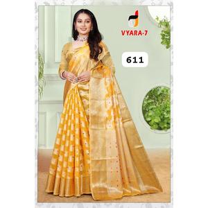 Saree de style Kanchipuram à l'usure festive lourde avec double ton et tissu riche disponible en vrac - Product Image 3