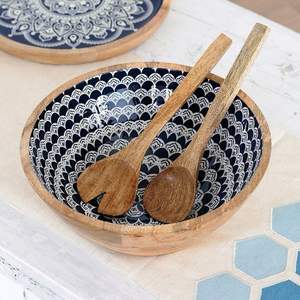 Bol à salade élégant en bois |   Artisanat imprimé à l'émail |   Direct d'usine - Product Image 1