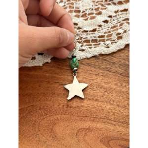 Navajo-Made Sonoran Gold Turquoise Nugget & Sterling <b>Silver</b> Drop <b>Earrings</b> with Star <b>Dangle</b> - Product Image 5