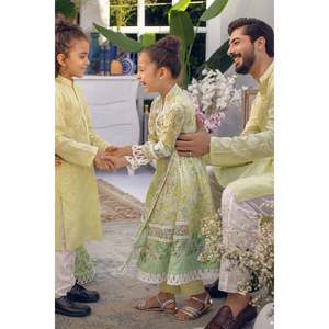 <b>Lemon</b> Drop Long <b>Dress</b> 100% Cotton Breathable Mandarin Collar Button Fly - Product Image 3