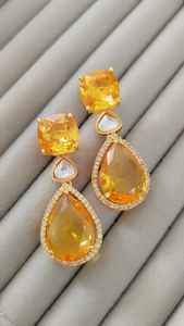 Pendientes calientes con piedras preciosas en forma de ónix negro Mulit con Plata de Ley 925 chapada en oro de 18 quilates para mujer - Product Image 3