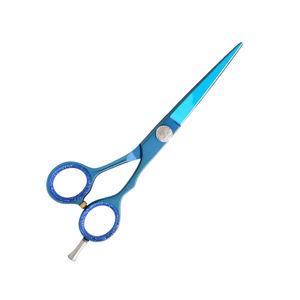 Professional Hair Cutting Scissors Shine Blue Coated Razor Edged Hair Cutting Tools With Adjustable Finger Rest and Screw - Product Image 2