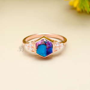 Turquoise d'huître naturelle Bague en argent sterling 925 Bijoux fins pour femmes Bague en argent faite à la main avec pierre turquoise d'huître - Product Image 2