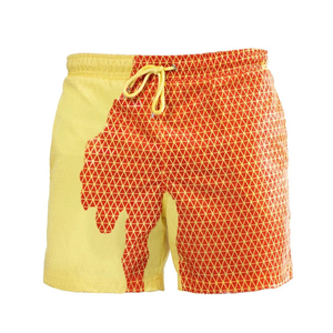 Vente en gros de maillots de bain thermochromiques Offre Spéciale pour hommes, shorts de plage décontractés taille moyenne avec fermeture à cordon de serrage - Product Image 6