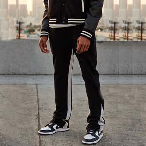 Venta caliente gris de doble cintura de lana pantalones de chándal holgados casuales pantalones de hombre acampanados Streetwear pantalones de hombre - Product Image 3