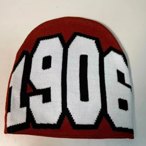 Nuevos gorros Unisex de invierno, gorro de punto rojo sólido para hombres y mujeres, gorro bonito para otoño e invierno, gorros cálidos - Product Image 1