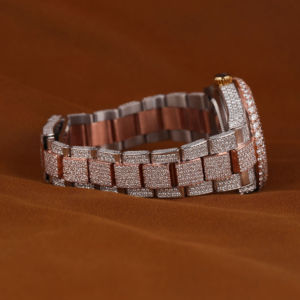 Montre personnalisée en acier inoxydable avec diamants cultivés en laboratoire VVS Clarity Hip Hop entièrement glacé pour hommes - Product Image 5