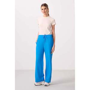 Pantalon Palazzo Femme Tommylife en Lin Coupe Ample Confortable - 94675 Bleu - Beige - Product Image 4