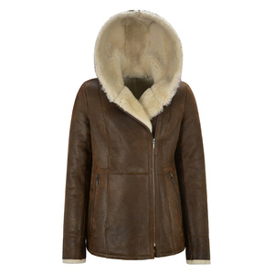Shearling Leather <b>Jacket</b> for Women's New Hooded Leather <b>Jacket</b> Style with <b>Sheepskin</b> <b>Jacket</b> - Product Image 1
