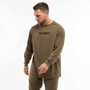 HIC personnalisé 100% coton 220gsm unisexe goutte épaule à manches longues surdimensionné Style décontracté T-Shirt pour hommes - Product Image 5