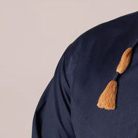 Thobe décontracté pour homme grande taille en polyester respirant perlé, à capuche, col montant, manches longues, longueur cheville - Authentique Moyen-Orient