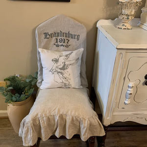 Funda de lino natural francés, funda lavable para silla y sofá con volantes para sofá de tres plazas - Product Image 5