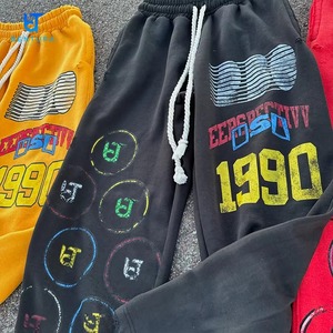 กางเกงวอร์ม BENTURA สตรีทแวร์ขายดี พิมพ์ลาย DTG ล้างสีแบบ Acid Wash แต่งขาด ปักโลโก้ตามสั่ง ผ้าฝ้าย 100% สำหรับผู้ชาย - Product Image 5