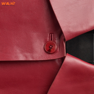 Chaqueta de piel de cordero auténtica para mujer, abrigo corto elegante de estilo de oficina con botones rojos, prendas de vestir exteriores suaves, moda sólida - Product Image 4